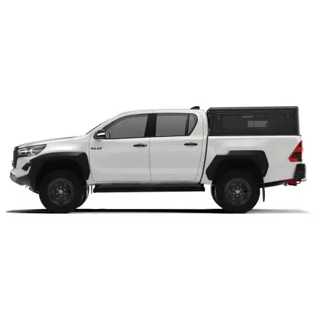 Hardtop Contour noir/ lisse avec fenêtre latérale pour Toyota Hilux Revo 2016+ double cabine Alu-Cab
